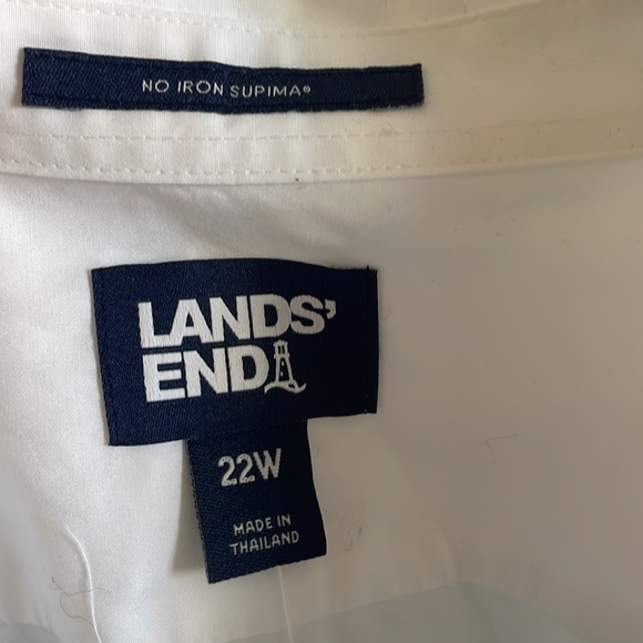 Lands End - No Iron Supima White Button down shirt. NWT - size 22W - Picture 4 of 5